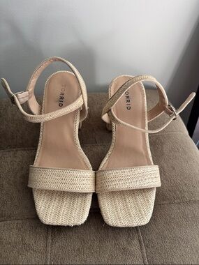 torrid Neutral Braided Square-Toe Ankle Strap Heels